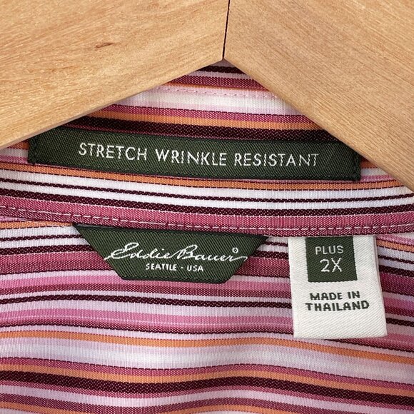 Eddie Bauer Womens Plus 2X Stretch Wrinkle Resistant Striped Button Up Shirt Top - Picture 3 of 8